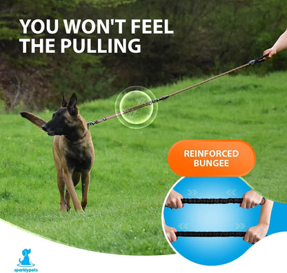 - Heavy Duty Bungee Rope Leash for Large and Medium Dogs - No Pull, Shock Absorber Long Dog Training Lead - No Slip Reflective Line for outside (5.5 Ft Bungee Leash)