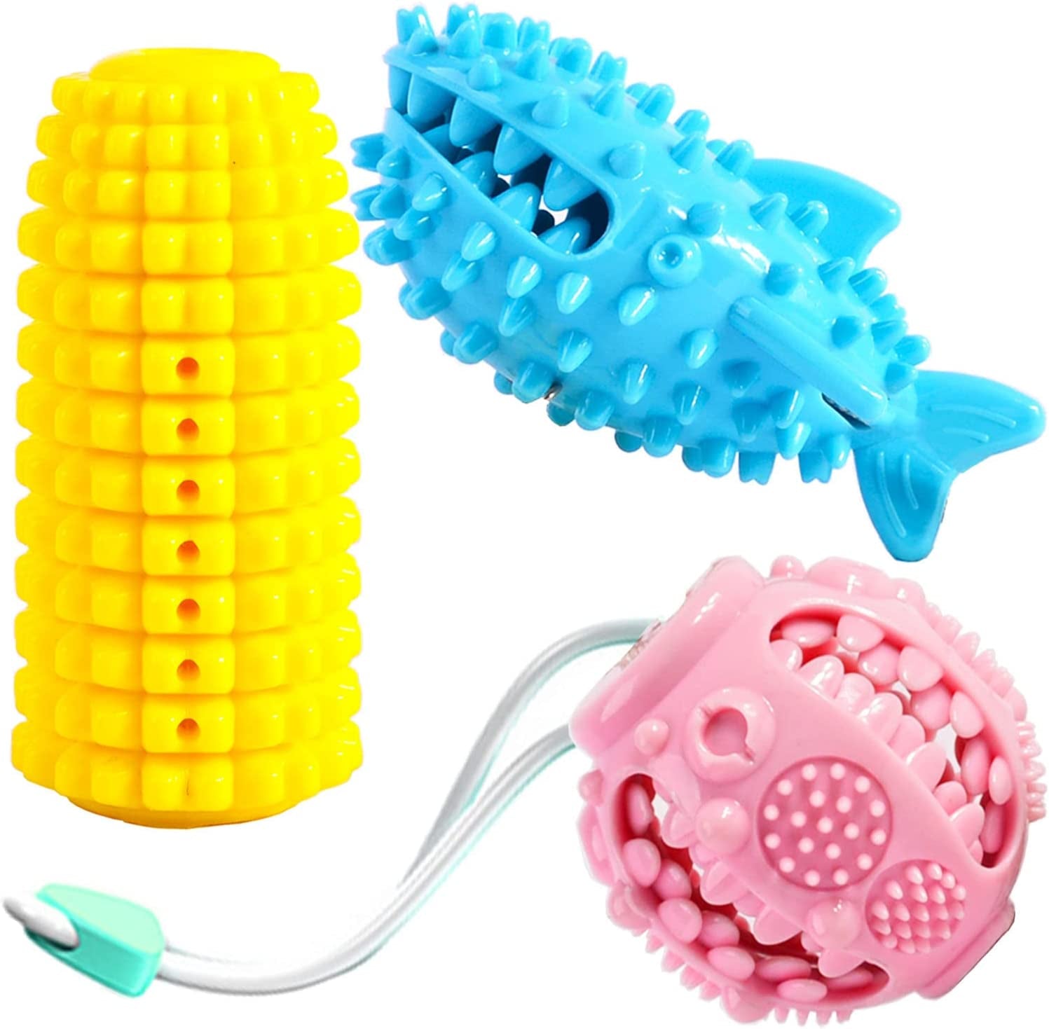 WELL LOVE Dog Toys,Chew Toys,Dog Balls,Durable Teething Chew Toys,Dog Toys for Aggresive Chewers,Interactive Squeak Dog Toys,Toys for Medium/Large Dogs,Gifts for Dog Toys 3Pack Set